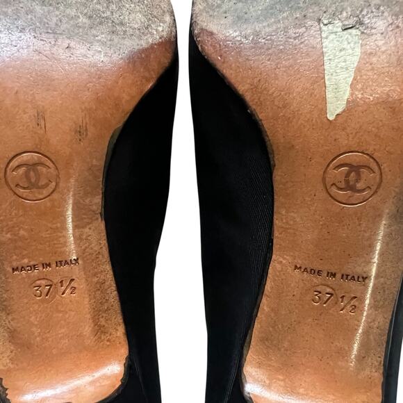 Chanel Black Interlocking CC Logo Nylon Pumps, US7.5,/T37.5 - Picture 12 of 15